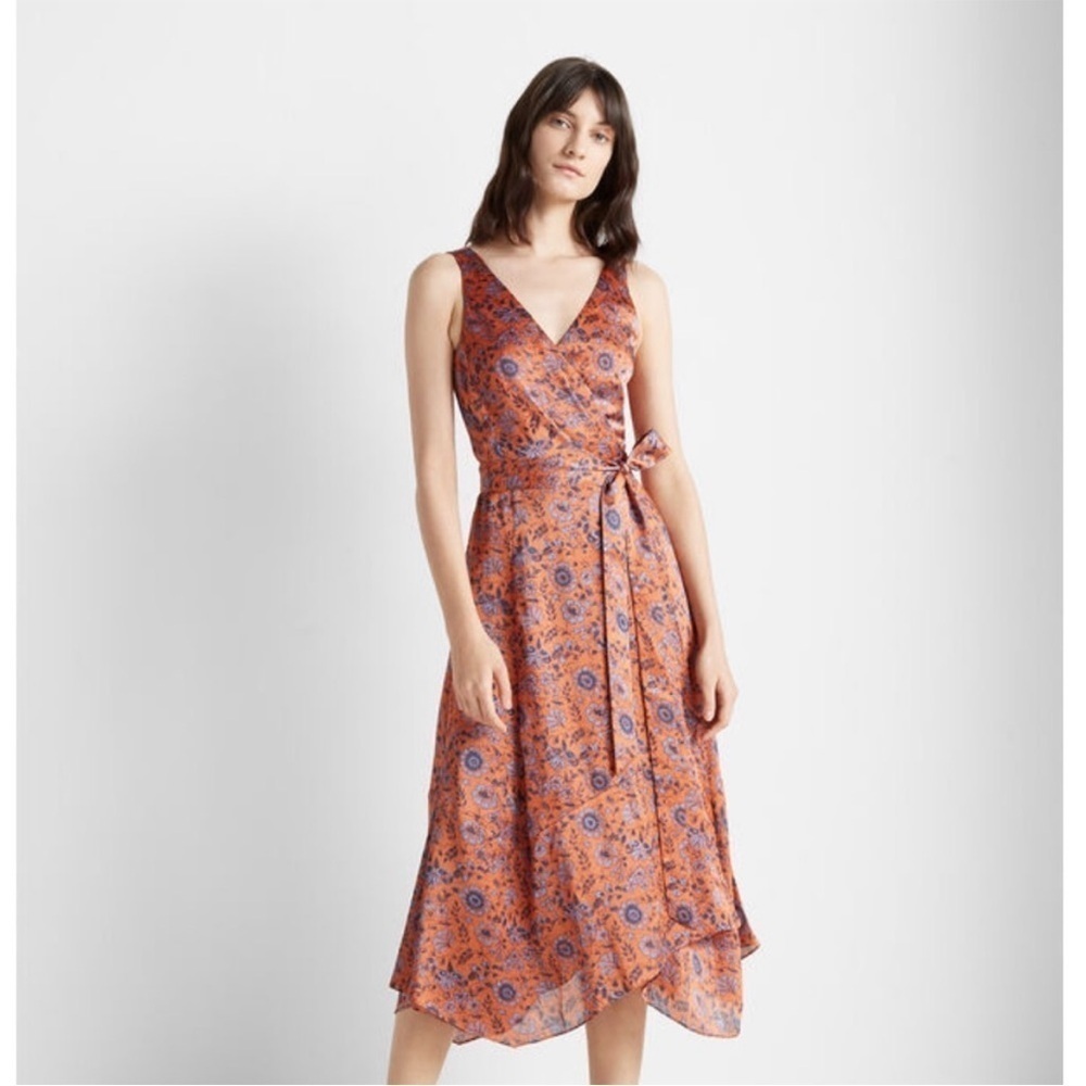 Club Monaco Floral Printed Wrap Dress size 2 boho feminine lightweight summer
